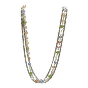 ParkLane Pastel Bead Triple Strands Necklace Silver Tone Vintage